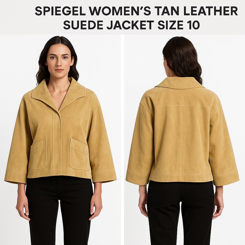 SPIEGEL WOMEN'S TAN LEATHER SUEDE JACKET SIZE 10